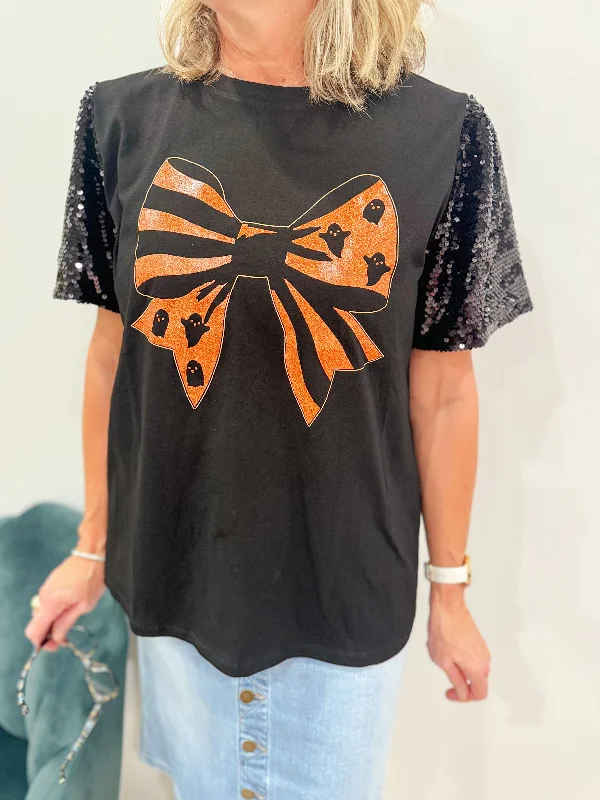 Halloween Bow Sequin T-Shirt