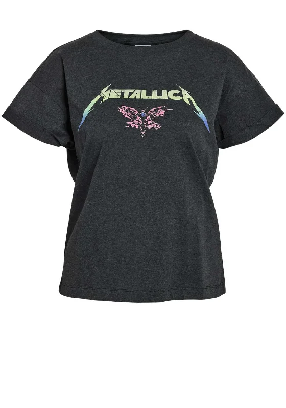 Noisy May Gaby Metallica Graphic Back T-Shirt, Dark Grey