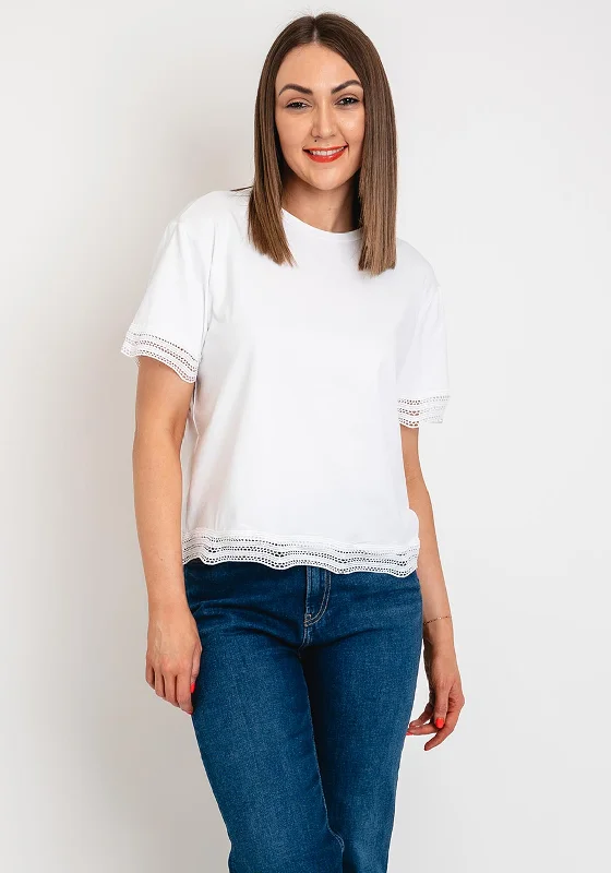 Object Terese Embroidered Trim T-Shirt, Bright White