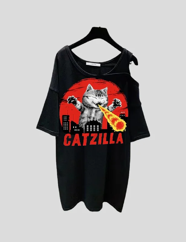 Women Plus Size Catzilla Animal T-Shirt