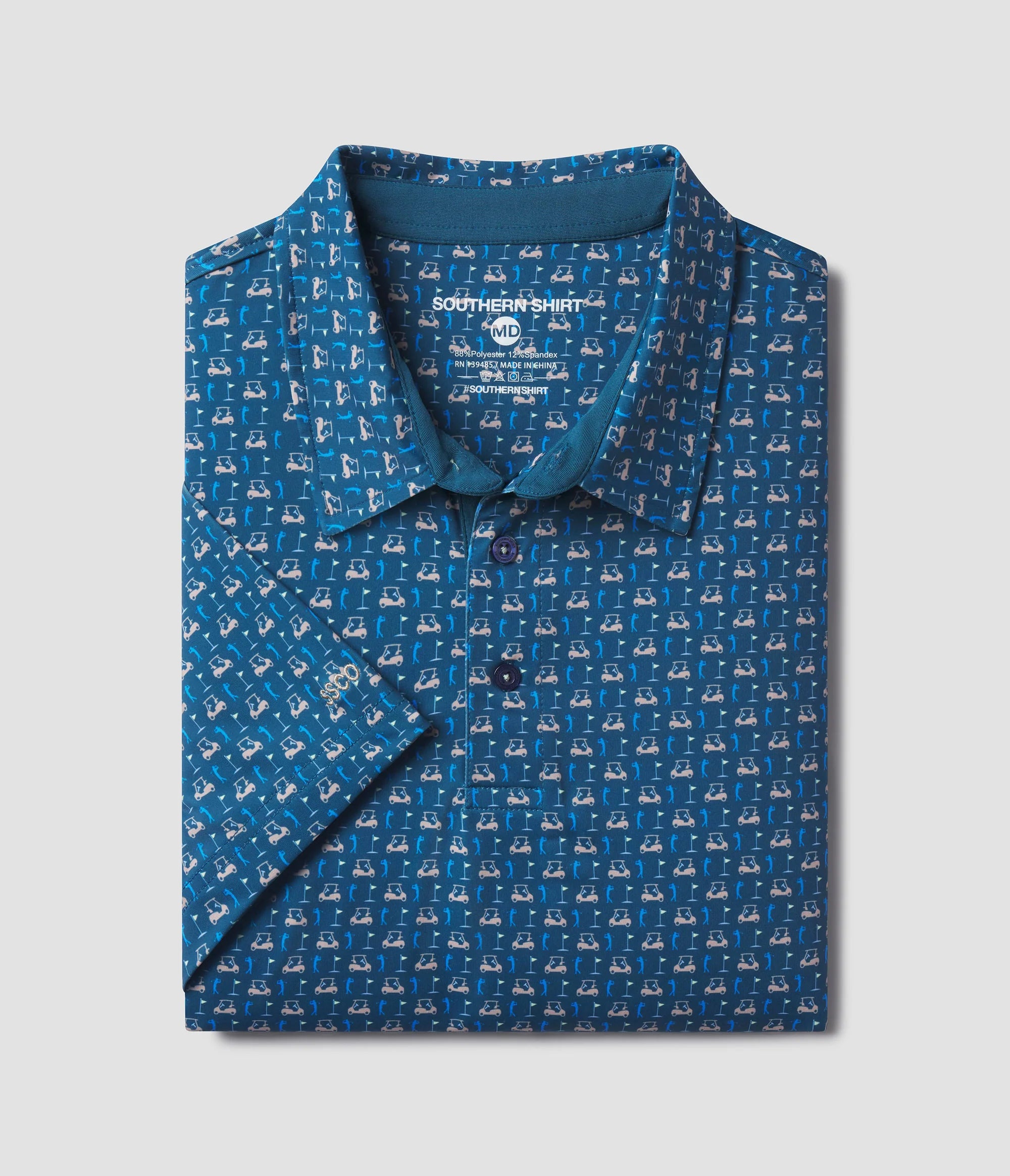 Perfect Round Printed Polo in Blue Fusion by Southern Shirt Co.