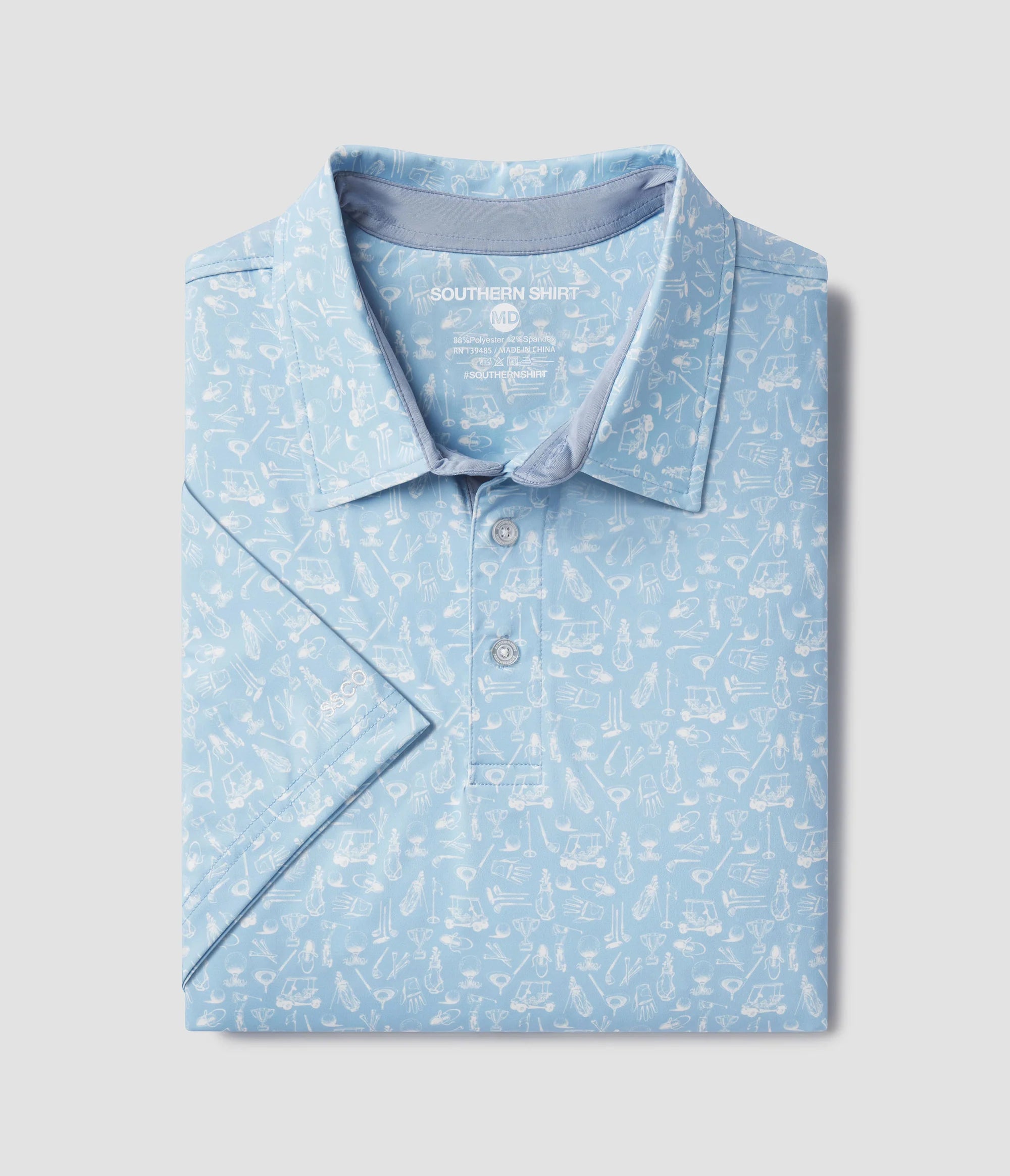 Tapped In Printed Polo in Sunday Blue by Southern Shirt Co.