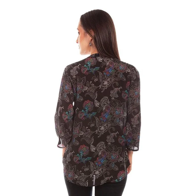 Scully Western Shirt Womens 3/4 Sleeve Paisley Print Button F0_HC803