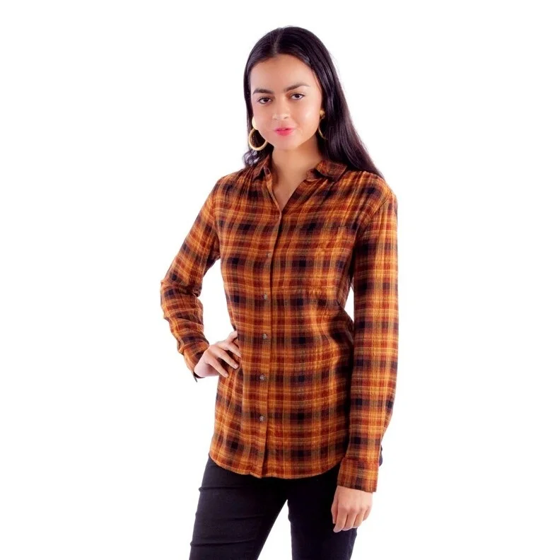 Scully Western Shirt Womens L/S Seersucker Plaid Autumn F0_HC919