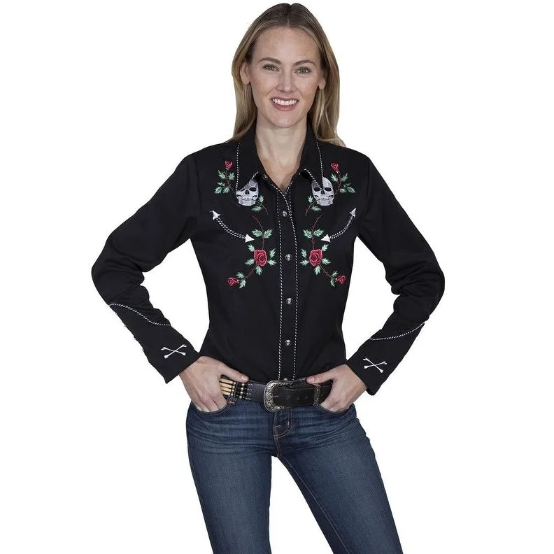 Scully Western Shirt Womens Long Sleeve Embroidered Button F0_PL-771