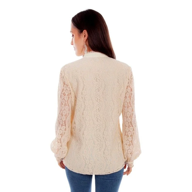 Scully Western Shirt Womens Long Sleeve Lace Bodice Ivory F0_HC854